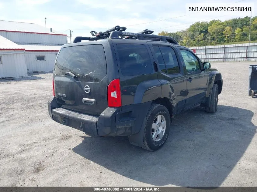 2006 Nissan Xterra S VIN: 5N1AN08W26C558840 Lot: 40738082