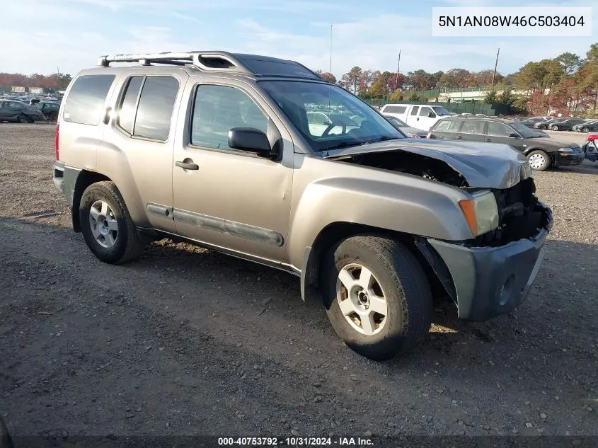 2006 Nissan Xterra S VIN: 5N1AN08W46C503404 Lot: 40753792