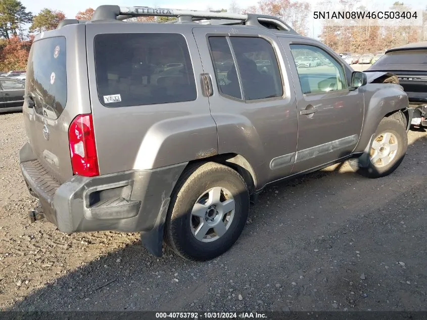 2006 Nissan Xterra S VIN: 5N1AN08W46C503404 Lot: 40753792