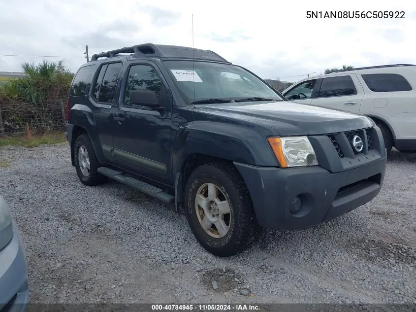 2006 Nissan Xterra S VIN: 5N1AN08U56C505922 Lot: 40784945