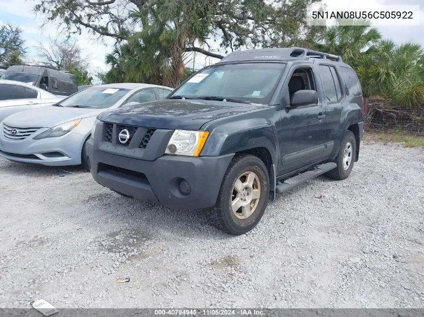 2006 Nissan Xterra S VIN: 5N1AN08U56C505922 Lot: 40784945