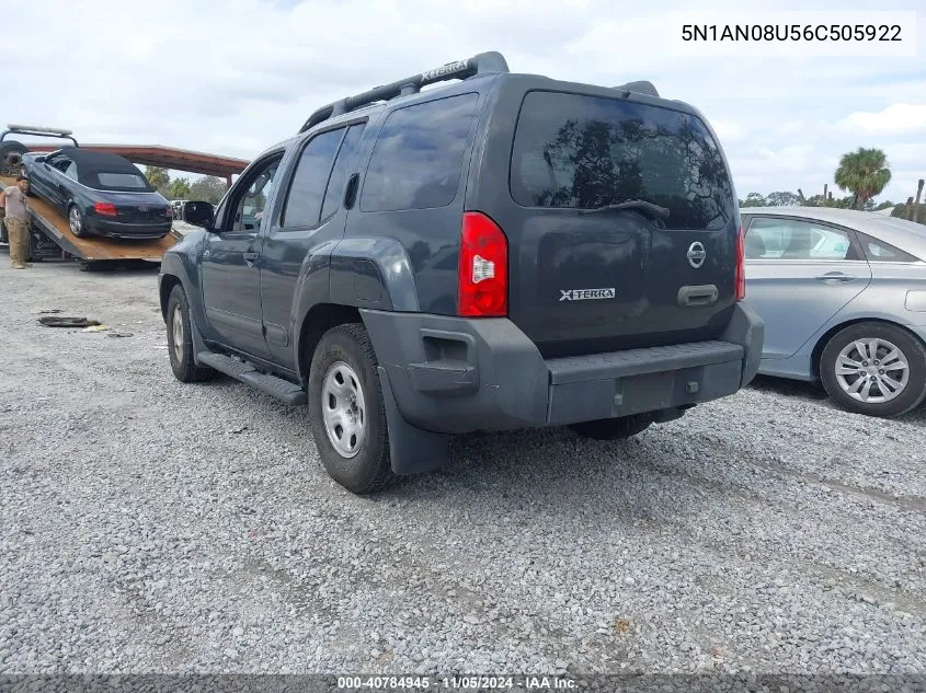 2006 Nissan Xterra S VIN: 5N1AN08U56C505922 Lot: 40784945