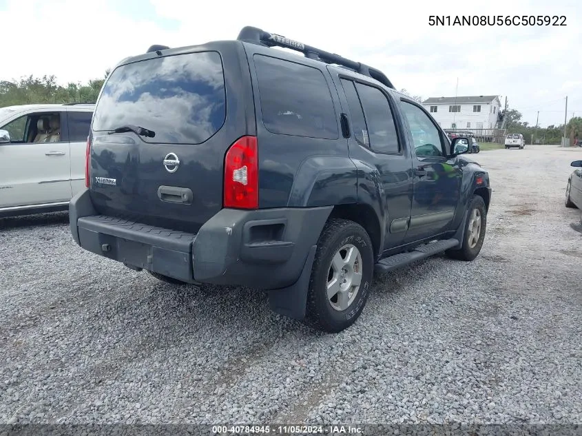 2006 Nissan Xterra S VIN: 5N1AN08U56C505922 Lot: 40784945