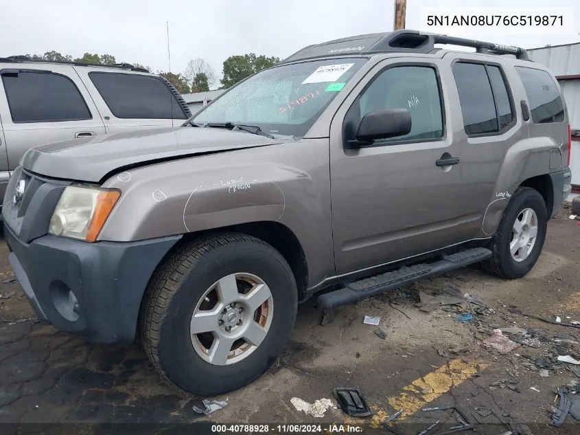 2006 Nissan Xterra S VIN: 5N1AN08U76C519871 Lot: 40788928