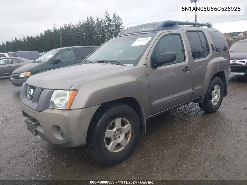 2006 Nissan Xterra S VIN: 5N1AN08U66C526925 Lot: 40808569