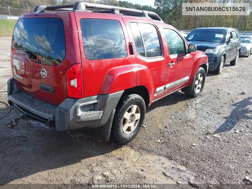 2006 Nissan Xterra S VIN: 5N1AN08U06C515628 Lot: 40830012