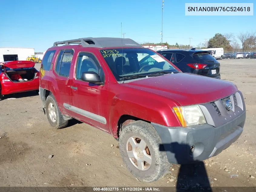 2006 Nissan Xterra S VIN: 5N1AN08W76C524618 Lot: 40832775