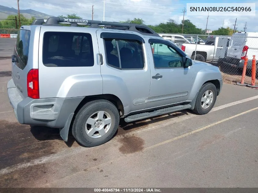 2006 Nissan Xterra S VIN: 5N1AN08U26C540966 Lot: 40845794