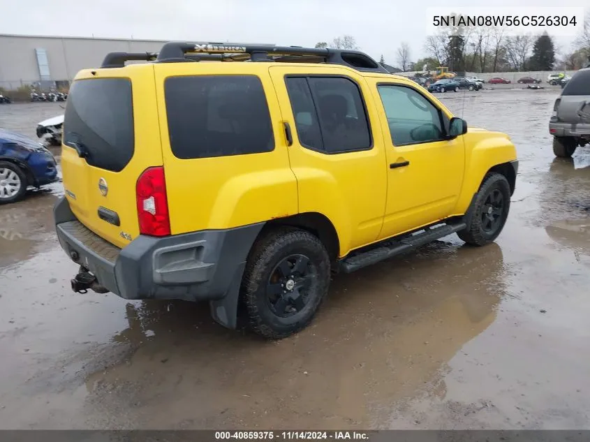 2006 Nissan Xterra X VIN: 5N1AN08W56C526304 Lot: 40859375