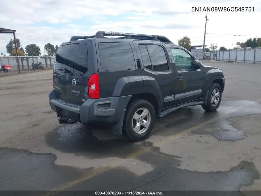 5N1AN08W86C548751 2006 Nissan Xterra Se