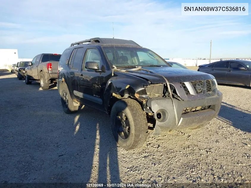 2007 Nissan Xterra Se VIN: 5N1AN08W37C536816 Lot: 12120069