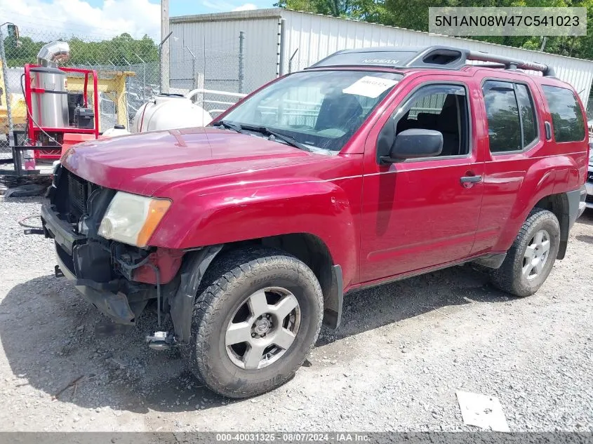 2007 Nissan Xterra S VIN: 5N1AN08W47C541023 Lot: 40031325