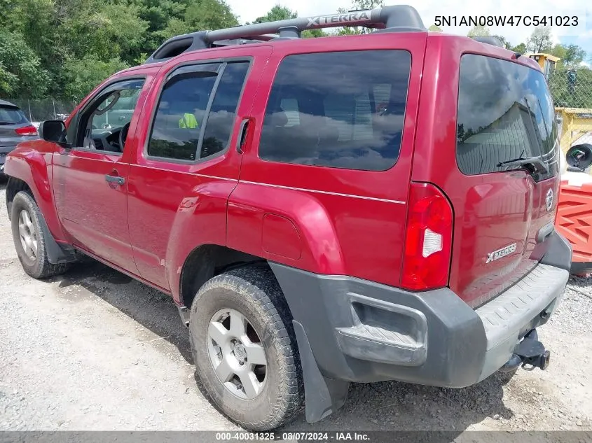 2007 Nissan Xterra S VIN: 5N1AN08W47C541023 Lot: 40031325