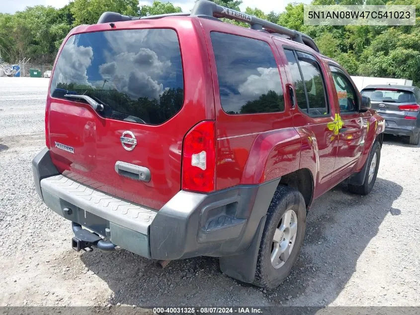 2007 Nissan Xterra S VIN: 5N1AN08W47C541023 Lot: 40031325