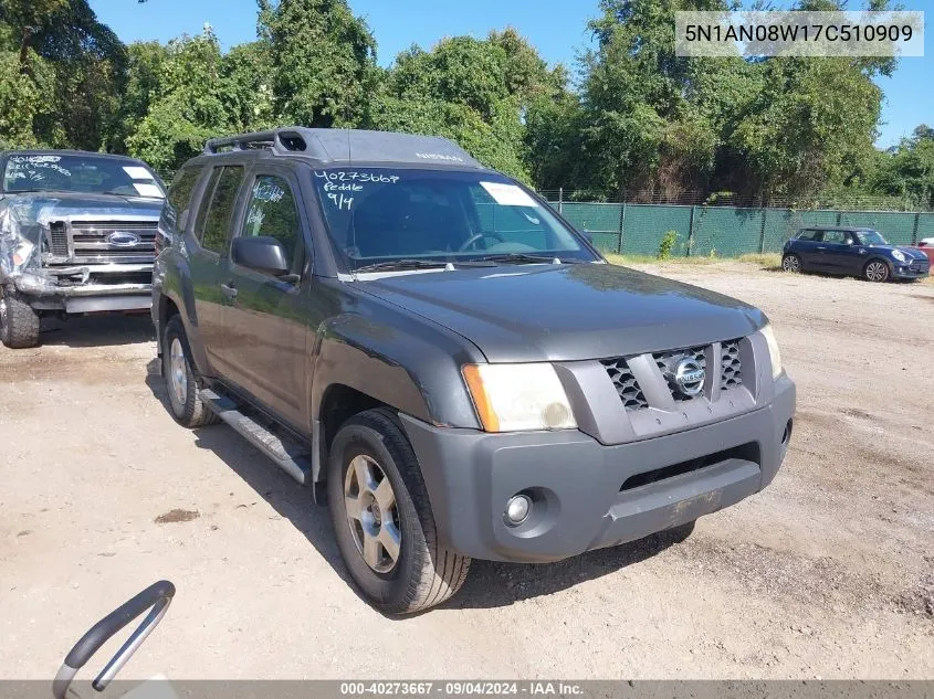 2007 Nissan Xterra S VIN: 5N1AN08W17C510909 Lot: 40273667