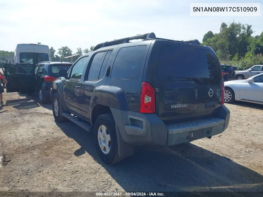 2007 Nissan Xterra S VIN: 5N1AN08W17C510909 Lot: 40273667