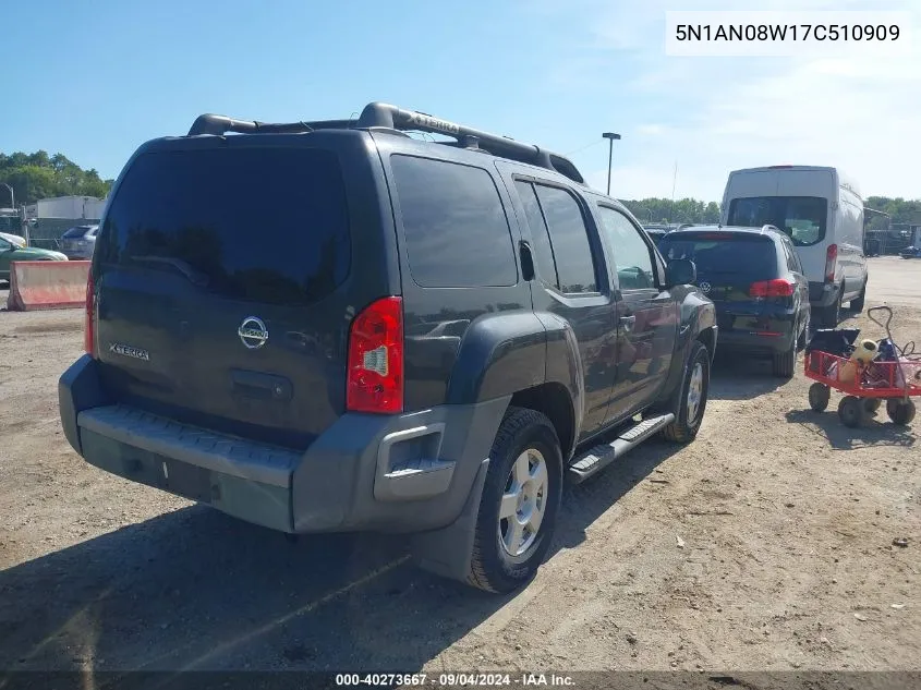 2007 Nissan Xterra S VIN: 5N1AN08W17C510909 Lot: 40273667