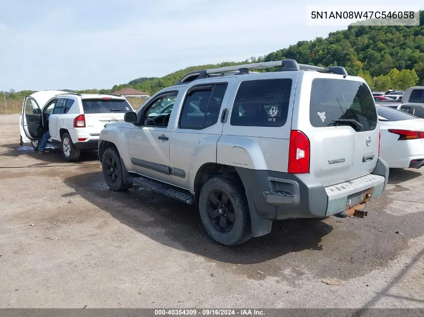 2007 Nissan Xterra X VIN: 5N1AN08W47C546058 Lot: 40354309