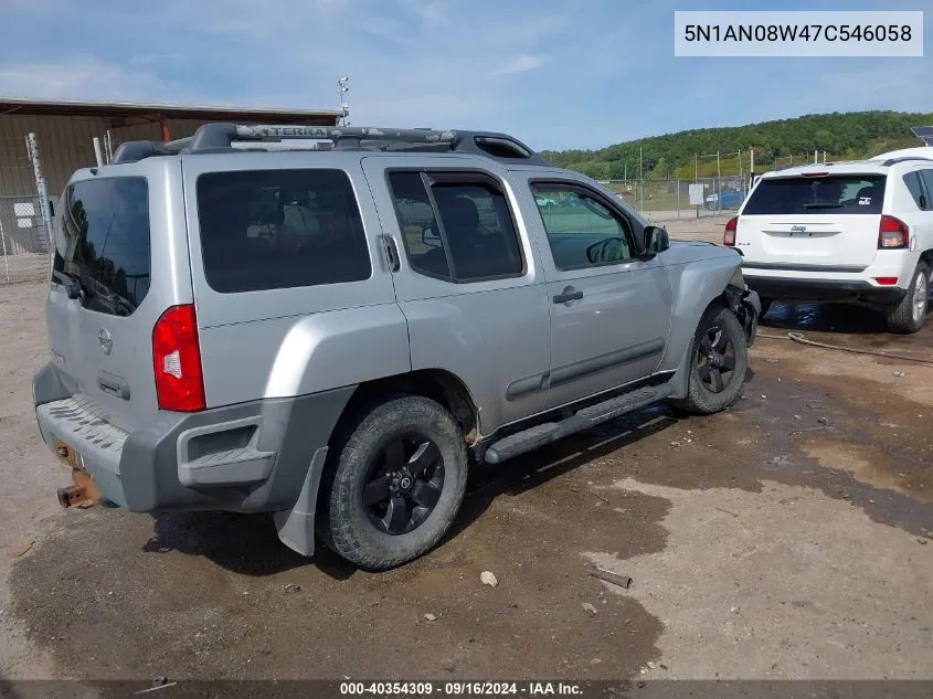 2007 Nissan Xterra X VIN: 5N1AN08W47C546058 Lot: 40354309