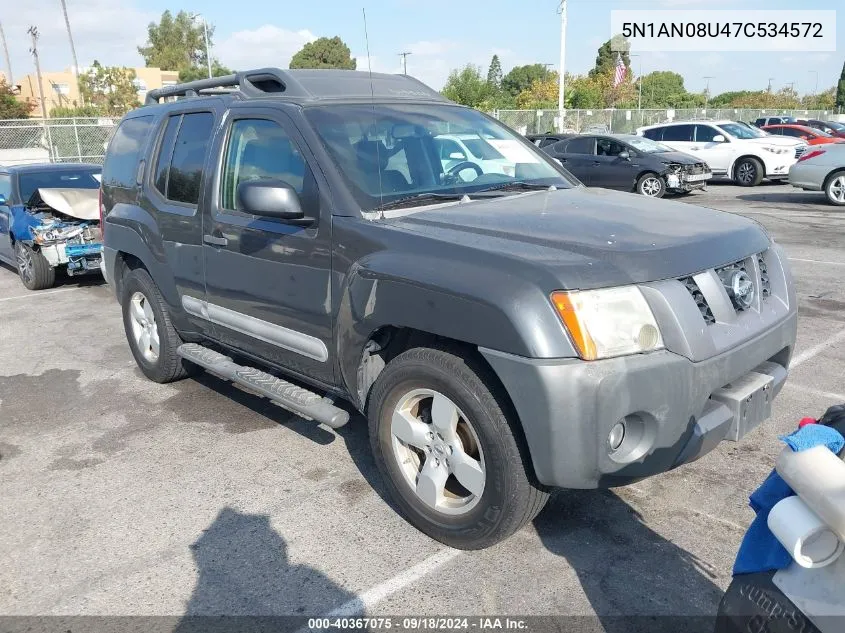 2007 Nissan Xterra Se VIN: 5N1AN08U47C534572 Lot: 40367075