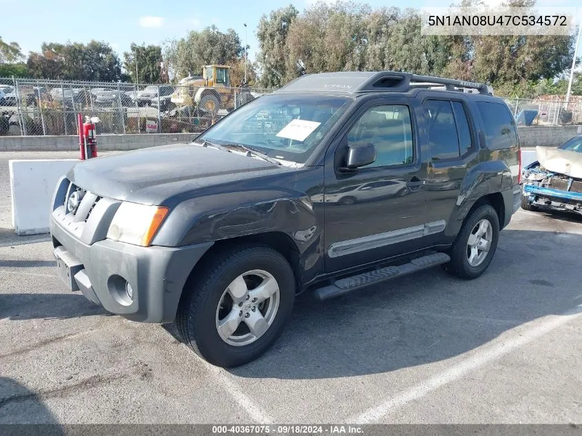 2007 Nissan Xterra Se VIN: 5N1AN08U47C534572 Lot: 40367075