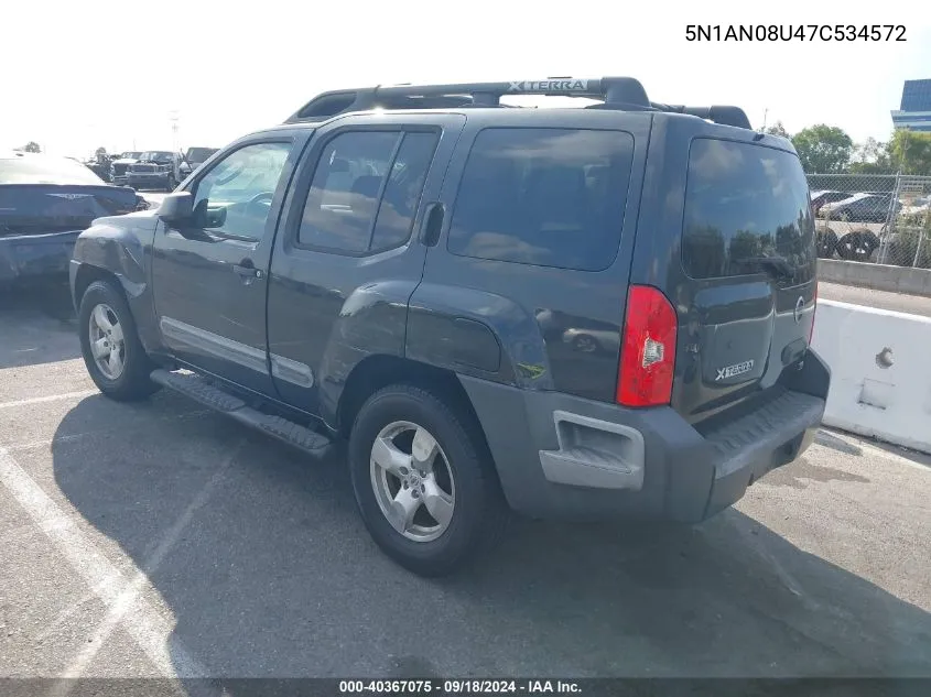 2007 Nissan Xterra Se VIN: 5N1AN08U47C534572 Lot: 40367075