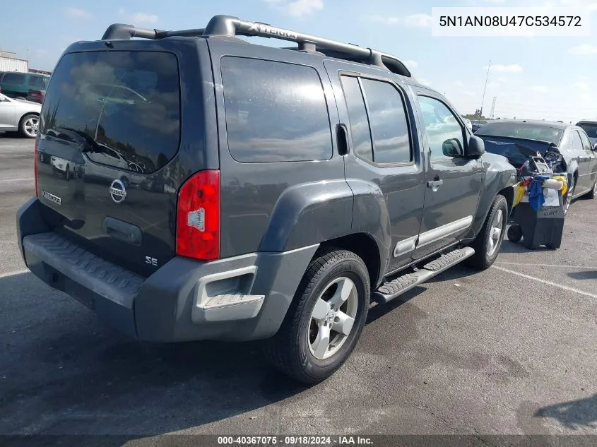 2007 Nissan Xterra Se VIN: 5N1AN08U47C534572 Lot: 40367075