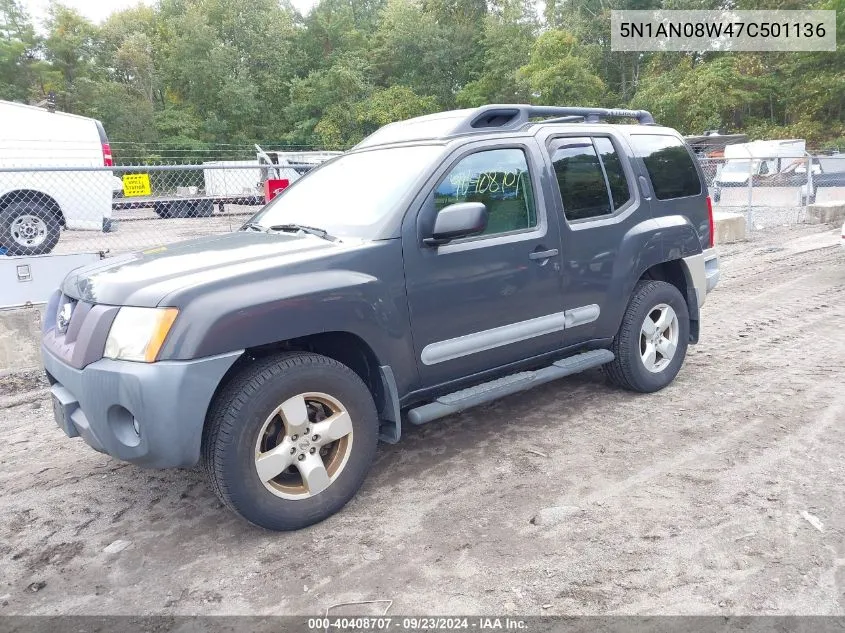 2007 Nissan Xterra Se VIN: 5N1AN08W47C501136 Lot: 40408707