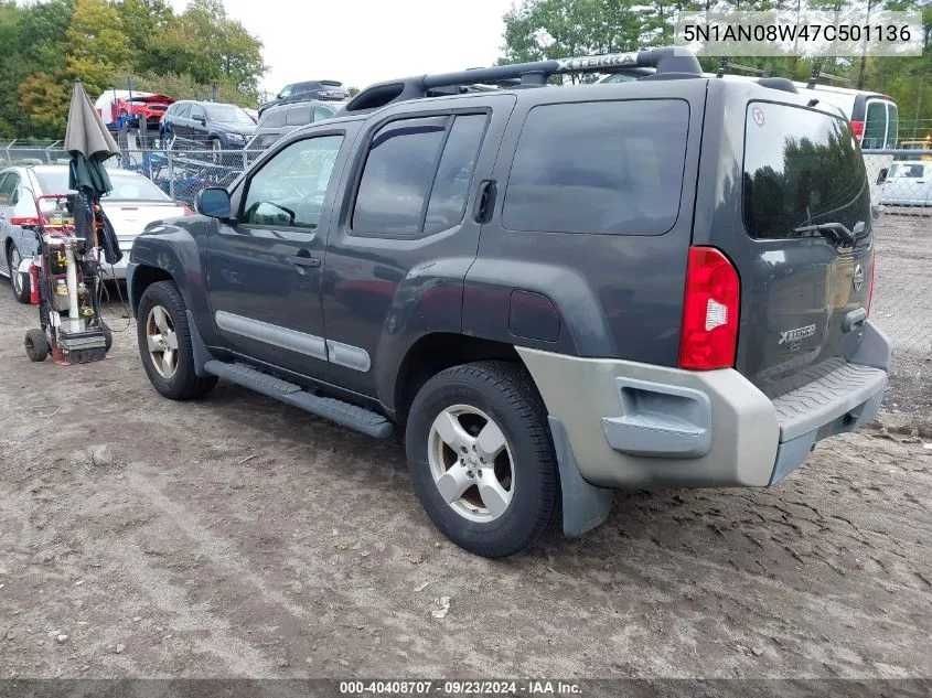 2007 Nissan Xterra Se VIN: 5N1AN08W47C501136 Lot: 40408707