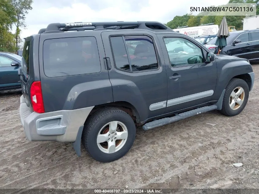 2007 Nissan Xterra Se VIN: 5N1AN08W47C501136 Lot: 40408707