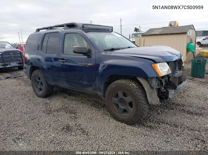 2007 Nissan Xterra S VIN: 5N1AN08WX7C500959 Lot: 40453298