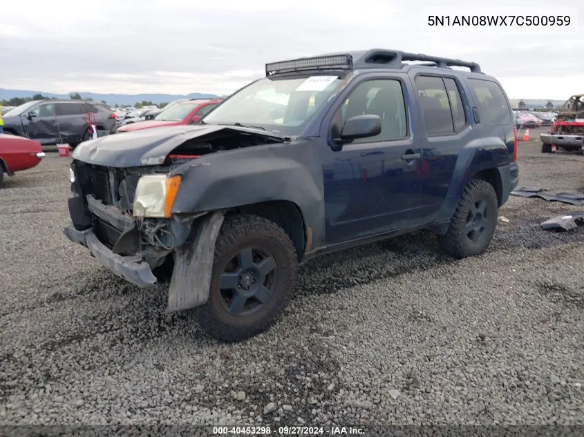 2007 Nissan Xterra S VIN: 5N1AN08WX7C500959 Lot: 40453298