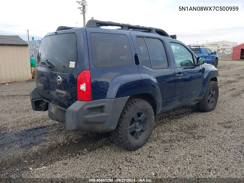 2007 Nissan Xterra S VIN: 5N1AN08WX7C500959 Lot: 40453298