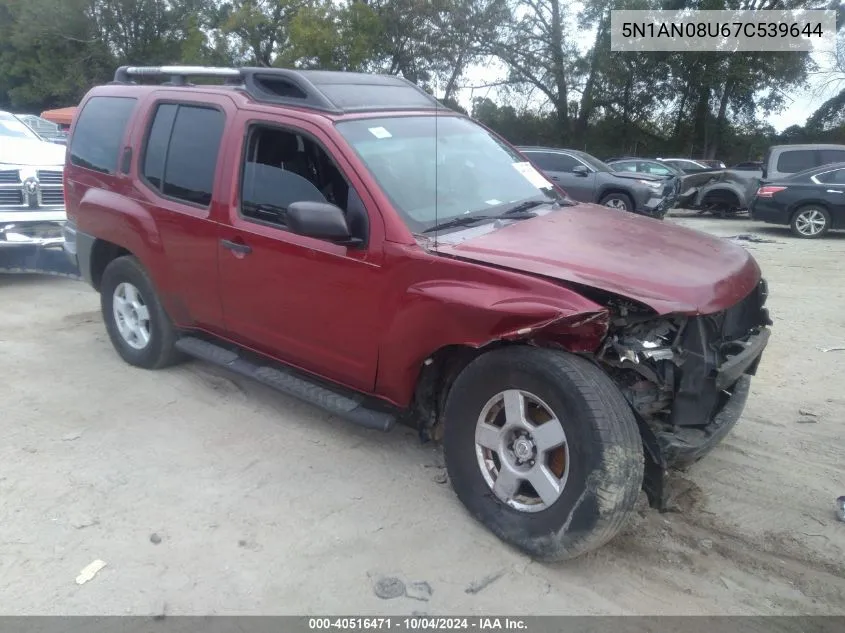 2007 Nissan Xterra X VIN: 5N1AN08U67C539644 Lot: 40516471