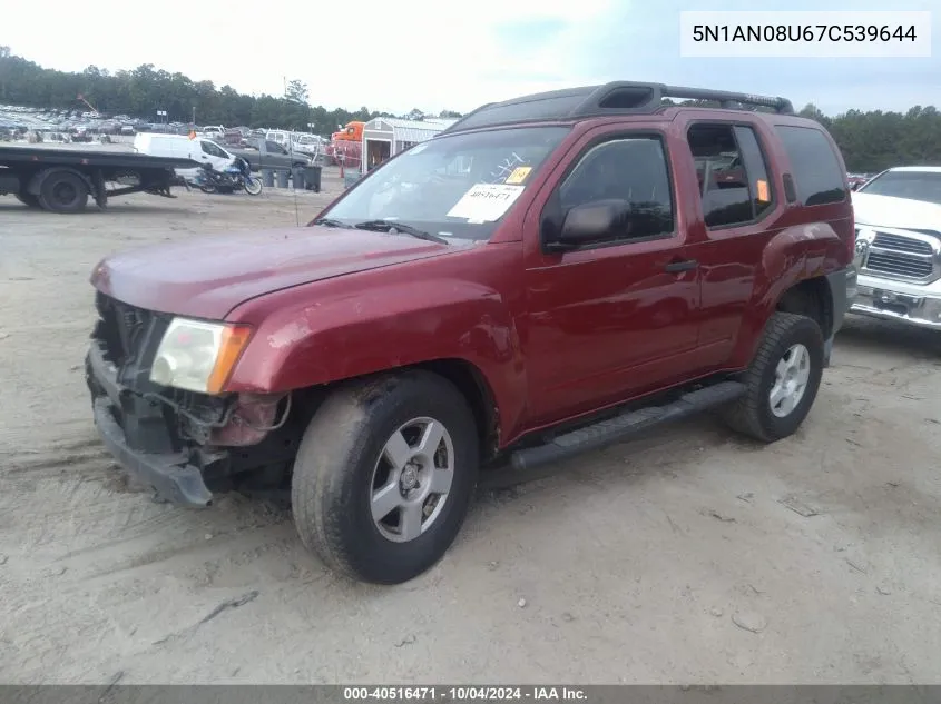 2007 Nissan Xterra X VIN: 5N1AN08U67C539644 Lot: 40516471