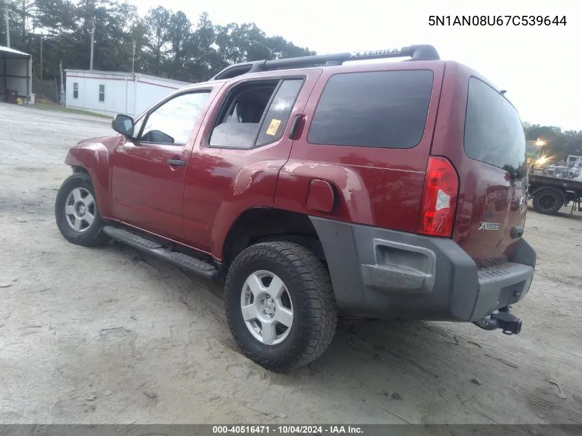 2007 Nissan Xterra X VIN: 5N1AN08U67C539644 Lot: 40516471