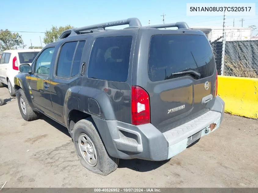 2007 Nissan Xterra X VIN: 5N1AN08U37C520517 Lot: 40526952