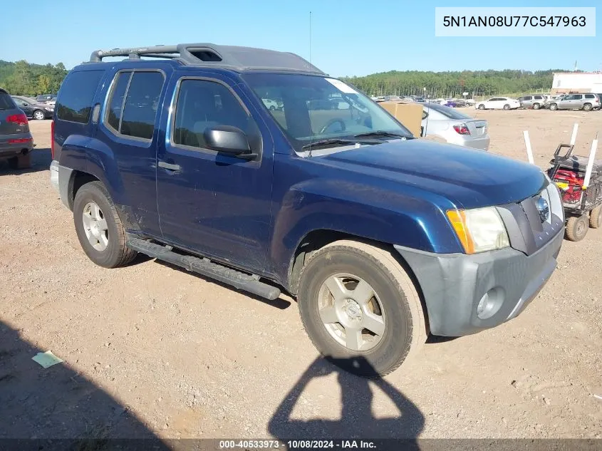 2007 Nissan Xterra S VIN: 5N1AN08U77C547963 Lot: 40533973