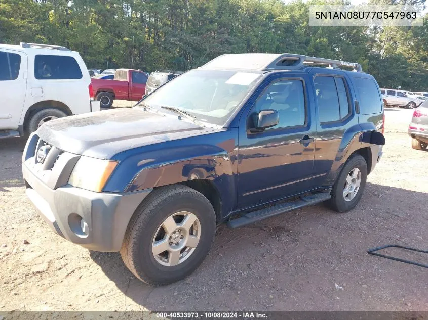 2007 Nissan Xterra S VIN: 5N1AN08U77C547963 Lot: 40533973