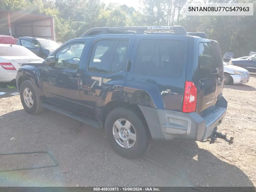 2007 Nissan Xterra S VIN: 5N1AN08U77C547963 Lot: 40533973