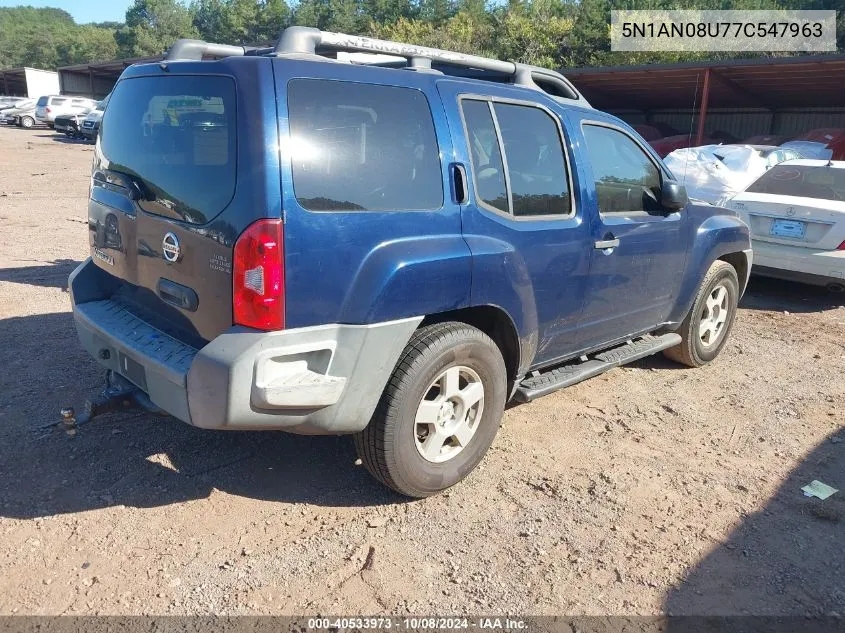 2007 Nissan Xterra S VIN: 5N1AN08U77C547963 Lot: 40533973