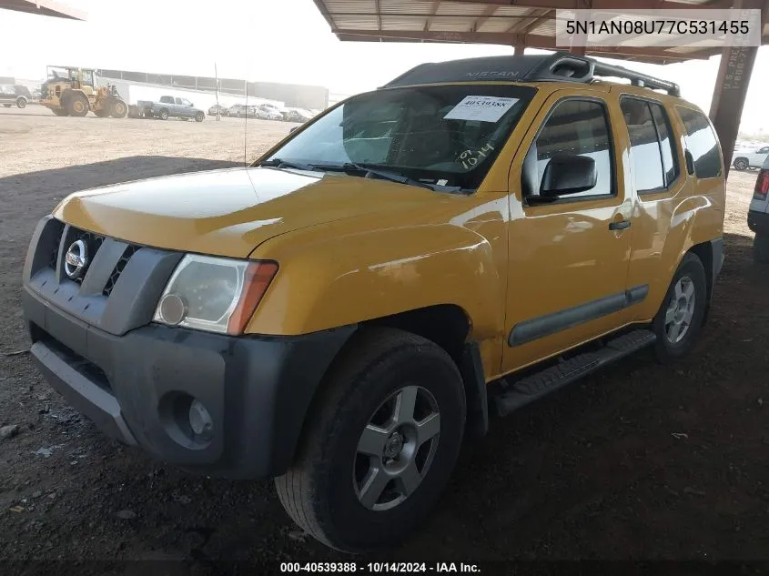 2007 Nissan Xterra S VIN: 5N1AN08U77C531455 Lot: 40539388