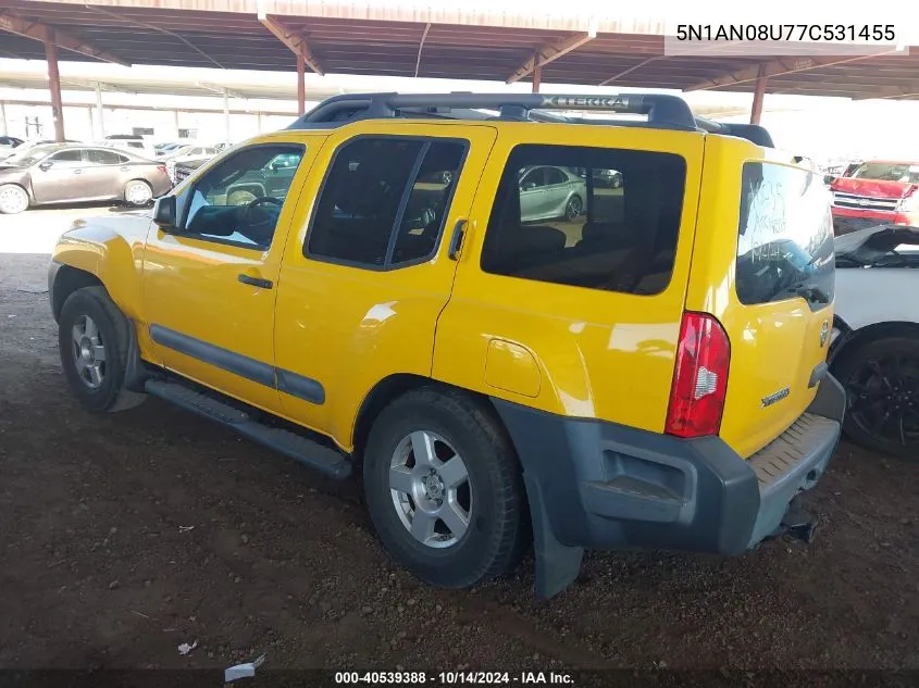 2007 Nissan Xterra S VIN: 5N1AN08U77C531455 Lot: 40539388