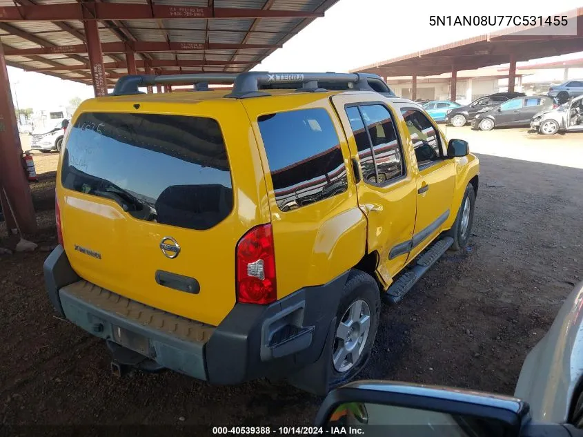 2007 Nissan Xterra S VIN: 5N1AN08U77C531455 Lot: 40539388