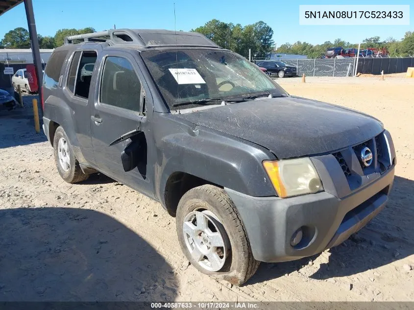 2007 Nissan Xterra S VIN: 5N1AN08U17C523433 Lot: 40587633