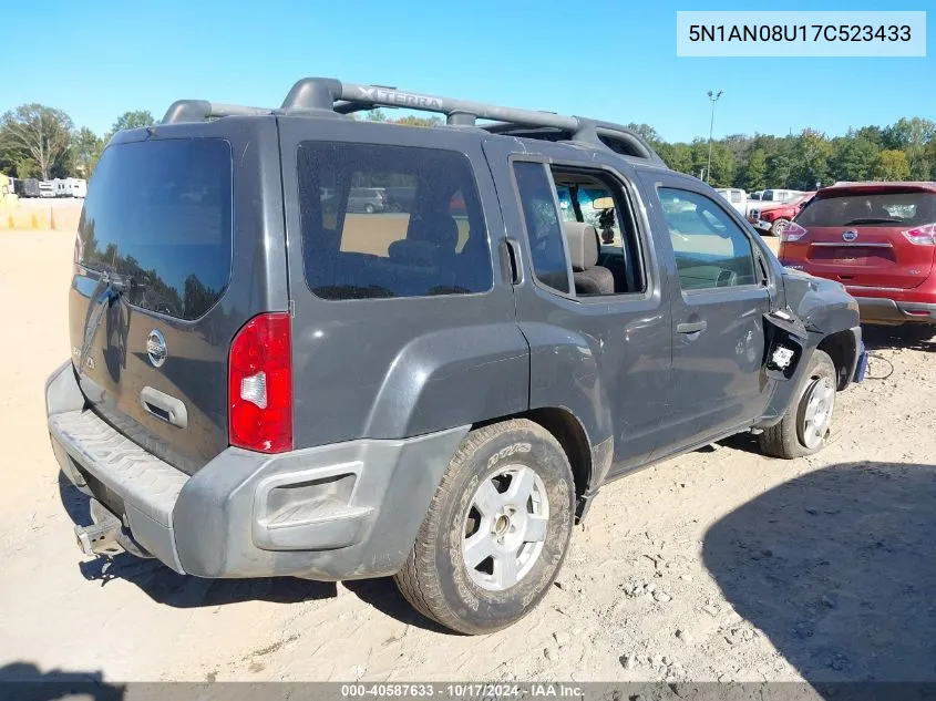 2007 Nissan Xterra S VIN: 5N1AN08U17C523433 Lot: 40587633