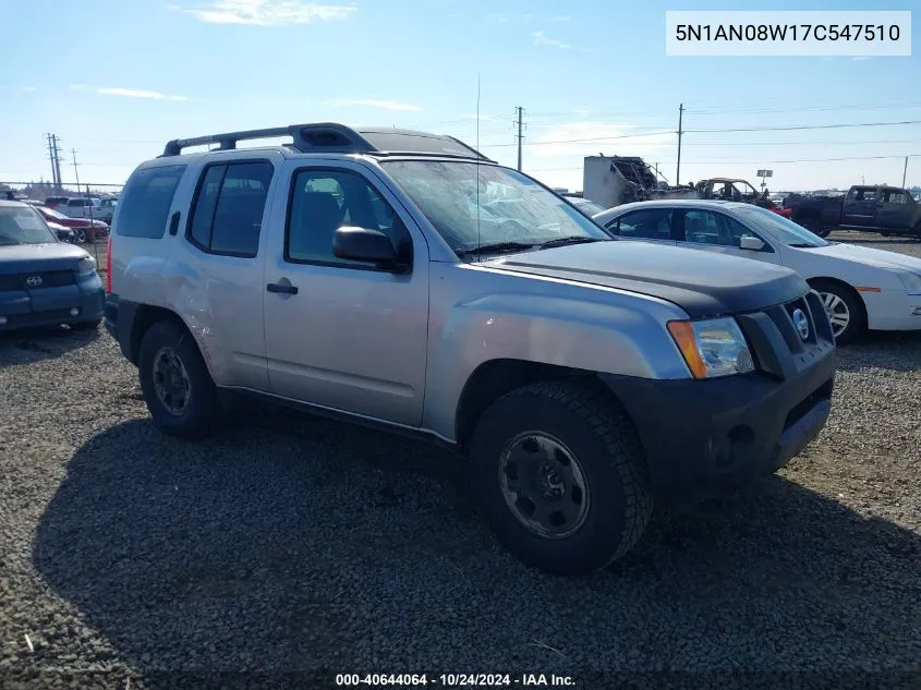 2007 Nissan Xterra X VIN: 5N1AN08W17C547510 Lot: 40644064