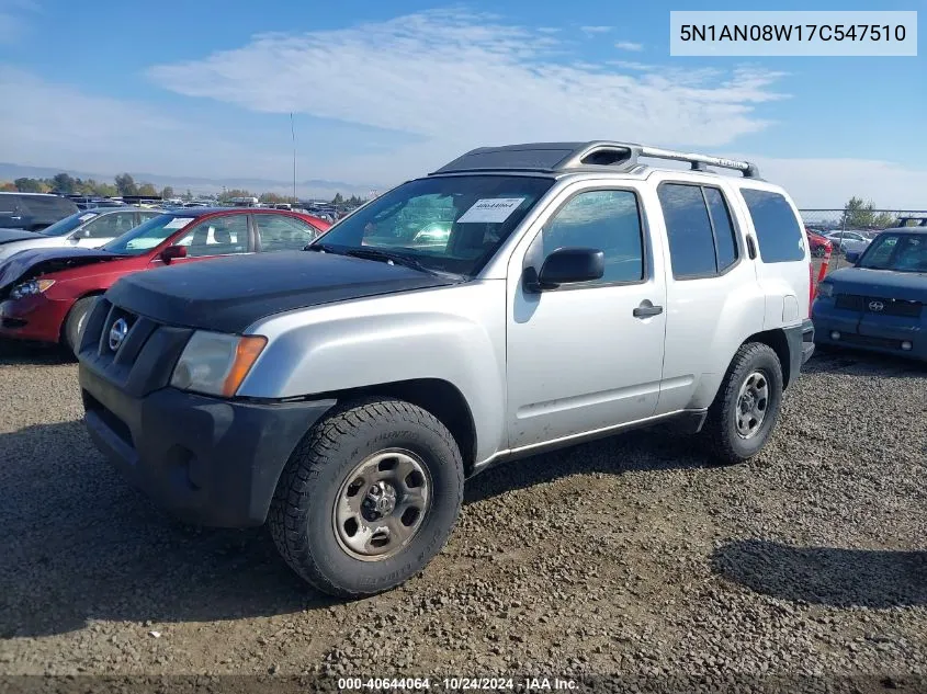 2007 Nissan Xterra X VIN: 5N1AN08W17C547510 Lot: 40644064