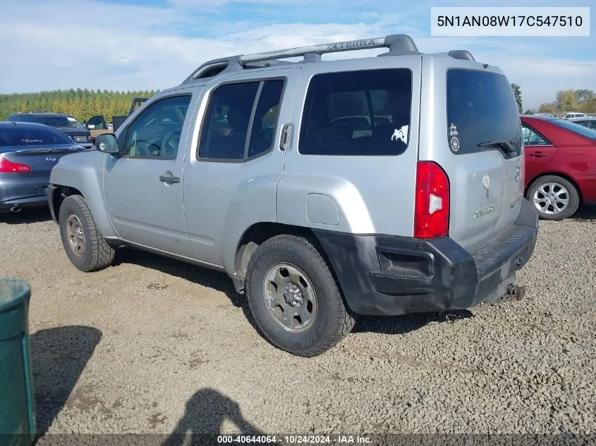 2007 Nissan Xterra X VIN: 5N1AN08W17C547510 Lot: 40644064