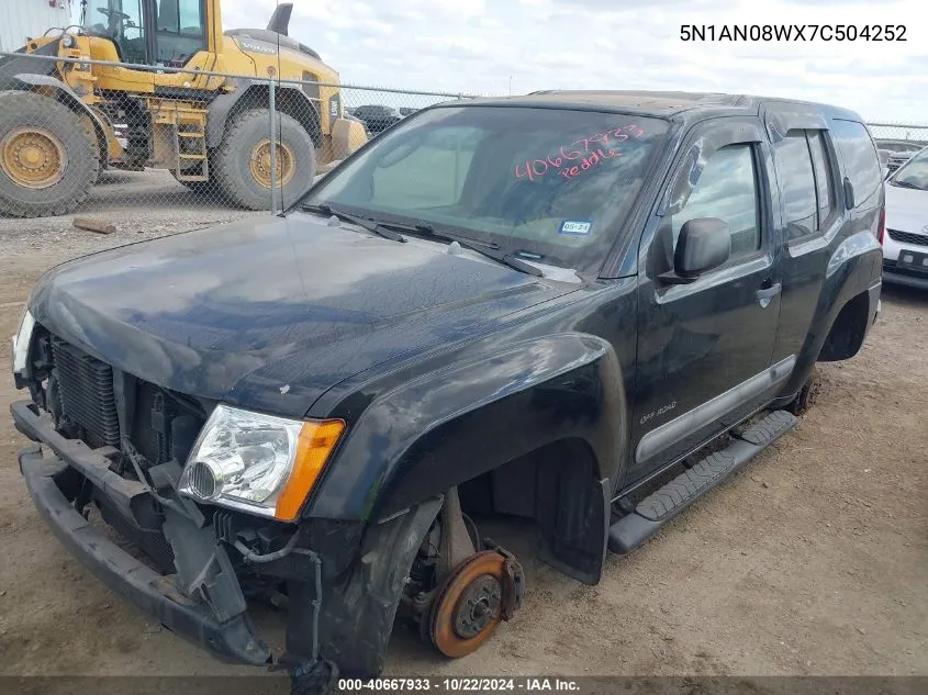 2007 Nissan Xterra S VIN: 5N1AN08WX7C504252 Lot: 40667933